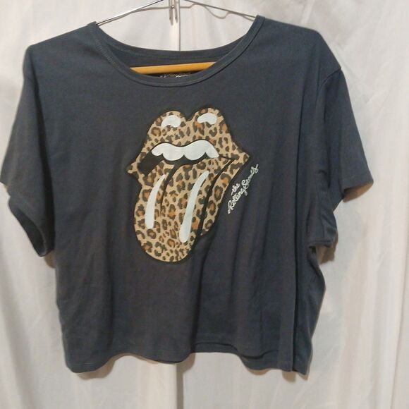 The Rolling Stones Graphic Cropped T-Shirt Women's 3X Gray Rock  Concert Flaw - Picture 1 of 9